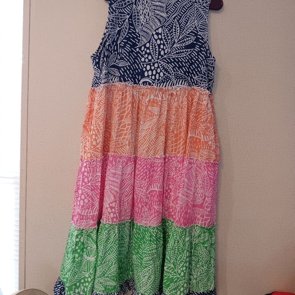 Orientique Naturally Leros Multi Colour Tiered Maxi Dress Sz M - Picture 5 of 5